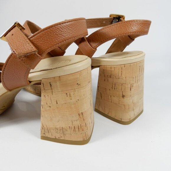 Paul Green SUPER SOFT Tina SANDALS Size 8 Brown Leather Cork Heel Comfy NEW $429 - Picture 10 of 16